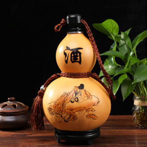 做旧酒葫芦装酒天然葫芦酒壶仿古装水防渗酒葫芦济公随身开口葫芦