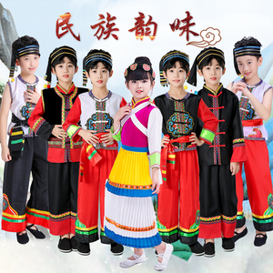 六一纳西族儿童演出服装火把节舞台女白族百褶裙表演服饰云南民族
