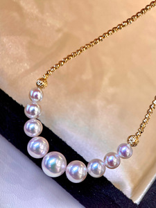 『黛珠珠宝』日本akoya天女5-8mm月牙款珍珠项链18k金珍珠吊坠