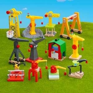散装木制轨道配件吊塔车玩具磁性装饰物兼容米兔火车木制轨道玩具