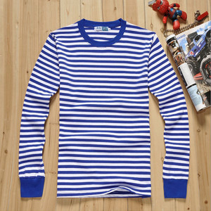 2020夏海魂衫 长袖t恤男女棉质广告衫情侣条纹圆领海员衫班服定制