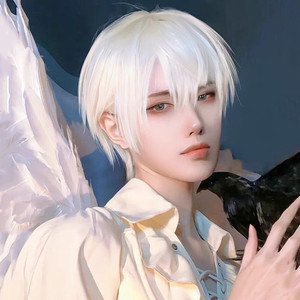 假发男短发cos动漫日系正太基佬通用纯白色蓬松自然仿真全头套式