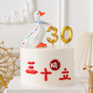 网红同款三十而立加油鸭烘焙蛋糕装饰摆件树脂小鸭子生日派对插件