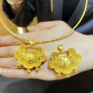 又一珠宝 9999足金黄金锁吊坠宝宝锁挂坠长命锁平安锁满月金饰