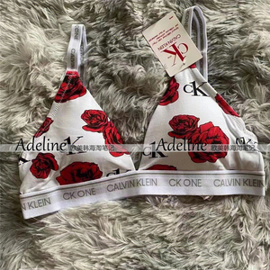 正品ck calvin klein内衣女one系列性感玫瑰三角杯运动文胸套装