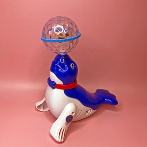 海狮顶球旋转电动发光带音乐小狗狗仿真走路跳舞1-2-3岁儿童玩具