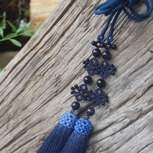 腰部挂饰流苏腰链复古汉服腰带古装汉服配饰宫绦玉石蓝珠冠玛瑙穗