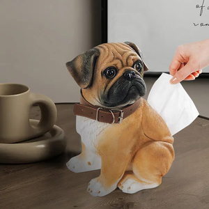 创意可爱巴哥犬纸巾盒抽纸盒轻奢客厅家居装饰品摆件乔迁新居礼品