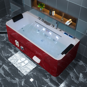 彩色亚克力浴缸家用智能恒温冲浪按摩浴盆网红酒店民宿黑红色浴缸