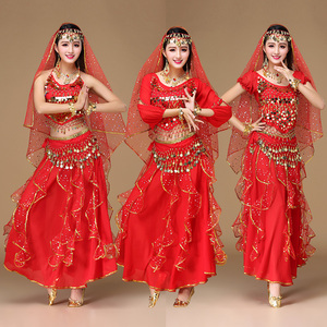 新款印度舞演出服服装裙子肚皮舞舞蹈长袖上衣练习服表演服套装女
