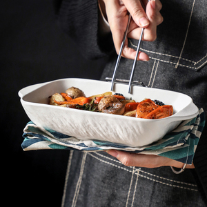 陶瓷烤盘芝士焗饭盘长方形双耳烤碗烘焙餐盘子烤箱微波炉专用器皿