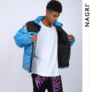 golf wang 蓝色火焰羽绒服冬季男女短款棉衣情侣加厚立领保暖外套