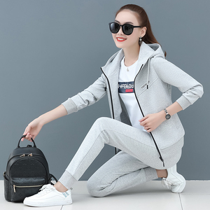 361运动套装女春秋季女装乔丹诺休闲套装连帽卫衣女跑步三件套棉