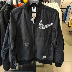 nike耐克男大勾子棒球服断勾立领梭织粉色防风夹克外套dm7900-010