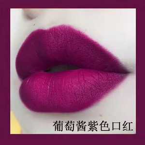 雾面哑光布子李紫红色深紫色酱紫色复古暗姨妈紫色梅子色亚光口红