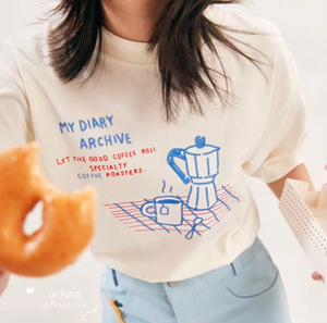 泰国代购 设计师品牌 可爱 咖啡 面包 娃娃 宽松 短袖 T恤 多款