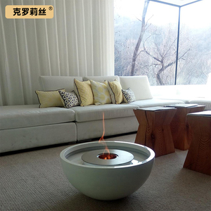 后现代酒精壁炉取暖器真火户外圆形烤火台桌茶几室内采暖乙醇火炉