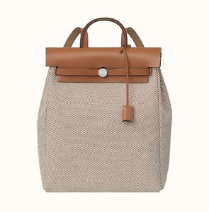 英国代购爱马仕 hermes herbag31 拼皮帆布背包 包邮包税