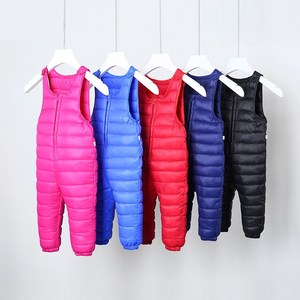 儿童小童宝宝可开裆连体背带羽绒棉裤女男加厚滑雪棉裤内胆外穿