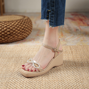 坡跟鞋女凉鞋韩版真皮