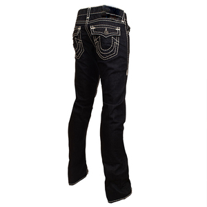 true真实信仰牛仔裤白色粗线大佛男款religion大码直筒休闲裤潮牌