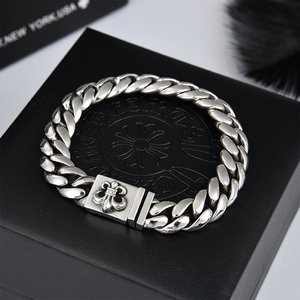 ch克罗心个性十字架纯银手链潮复古船锚泰银古巴手链男925银手牌