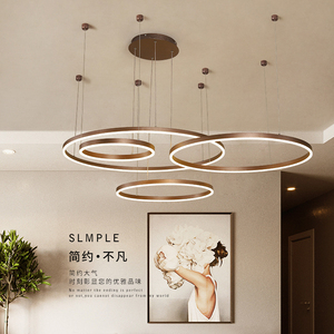 客厅大灯简约现代轻奢吊灯创意圆环餐厅灯服装店酒吧led造型灯具
