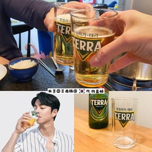 韩国直邮代购吃播料理店同款terra啤酒杯烧酒玻璃杯果汁牛奶水杯