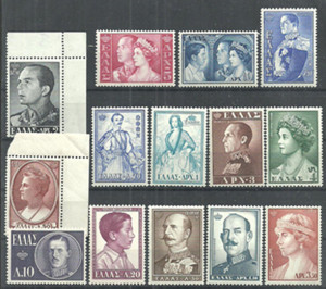 王室邮票\国王\王后\王子\服装等 希腊 1956年 14全 目录120美元