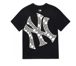 大牛韩代韩国mlb男女t恤22春夏新款ny棋盘格大标字母短袖3atsm80