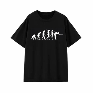 夏季宽松创意t恤男女短袖台球进化论斯诺克印花比赛服中式台球