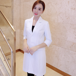 白大褂韩版修身美甲睫纹绣师工作服七分袖美容服医美咨询医生服闪钻