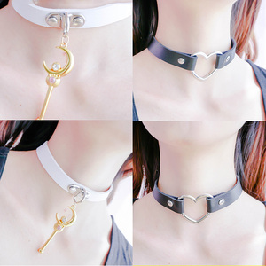 朋克软妹子遮喉结女装大佬用品原宿爱心铃铛伪娘cos吊坠项圈饰品