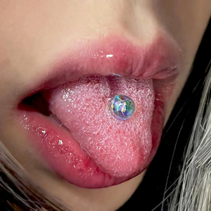 热波穿孔钛钢亚克力爆珠舌钉少女小众短杆潮辣妹欧美舌环穿刺饰品