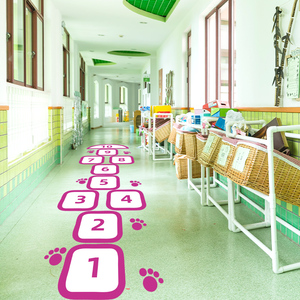 幼儿园环创材料走廊楼道地面装饰跳格子跳房子游戏贴纸跳方格地贴
