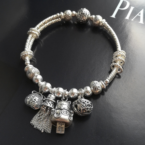 全s925纯银手链女款宫铃铃铛个性大气招财转运百搭手串生日礼物