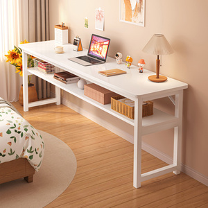 卧室床尾置物架落地一字长条桌床边夹缝柜床尾空间利用简易书架