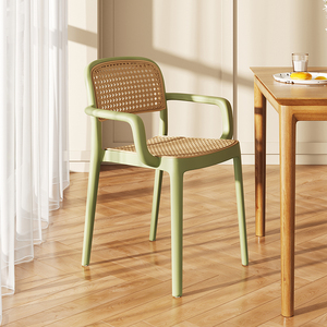 餐椅家用网红藤编户外凳子靠背轻奢高级简易休闲简约塑料扶手椅子