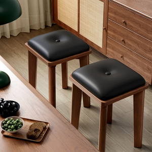 实木餐椅家用现代简约餐凳客厅可叠放软包凳子备用板凳餐桌木椅子