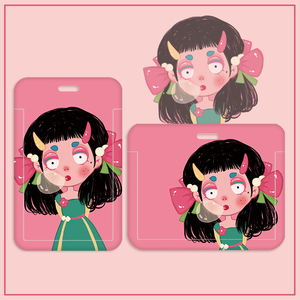 卡通个性搞怪丑萌女孩公交学生饭卡水卡门禁卡羊城通双面透明卡套