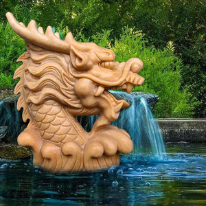 石雕喷水龙头晚霞红庭院户内外水池造景别墅鱼池喷泉出口流水景观