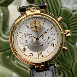 000人付款淘宝俄罗斯手表贝母表盘红宝石镀金总统表双头鹰机械休闲