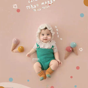 新款婴儿童摄影主题服装百天宝宝照冰淇淋造型影楼艺术照半岁拍照