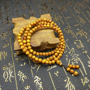 金丝海柳沉水手链108颗文玩佛珠手串男女款黄色收藏级海柳念佛珠