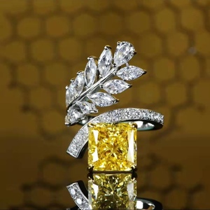 时尚个性黄钻食指指环 雷迪恩冰花切镶钻戒指女款 小众高感首饰