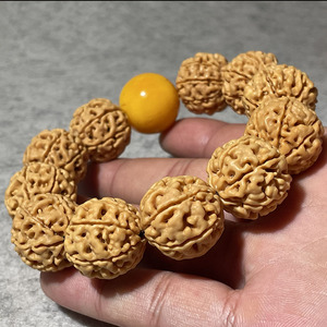 金刚手串男士单圈爆肉姜黄皮原生态文玩手链印尼黄皮大金刚菩提子