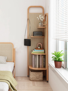 日式实木藤编角柜简约现代民宿三角柜家用卧室转角拐角置物收纳架