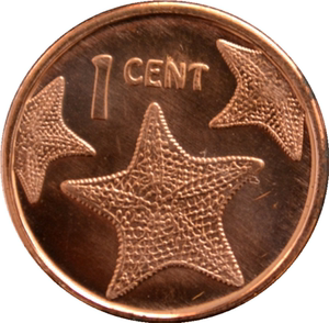 巴哈马硬币1分 2009年版 km218.2 北美洲动物硬币 海星 铜镀锌
