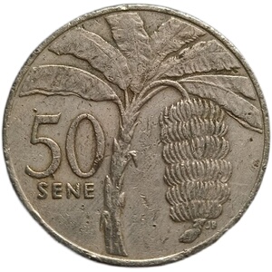 【包邮】大洋洲萨摩亚50分硬币 香蕉树 国王铜镍32.4mm有磕碰旧币