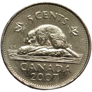 加拿大5分海狸动物21mm 头像随机美洲外国钱币外币硬币真币收藏旧